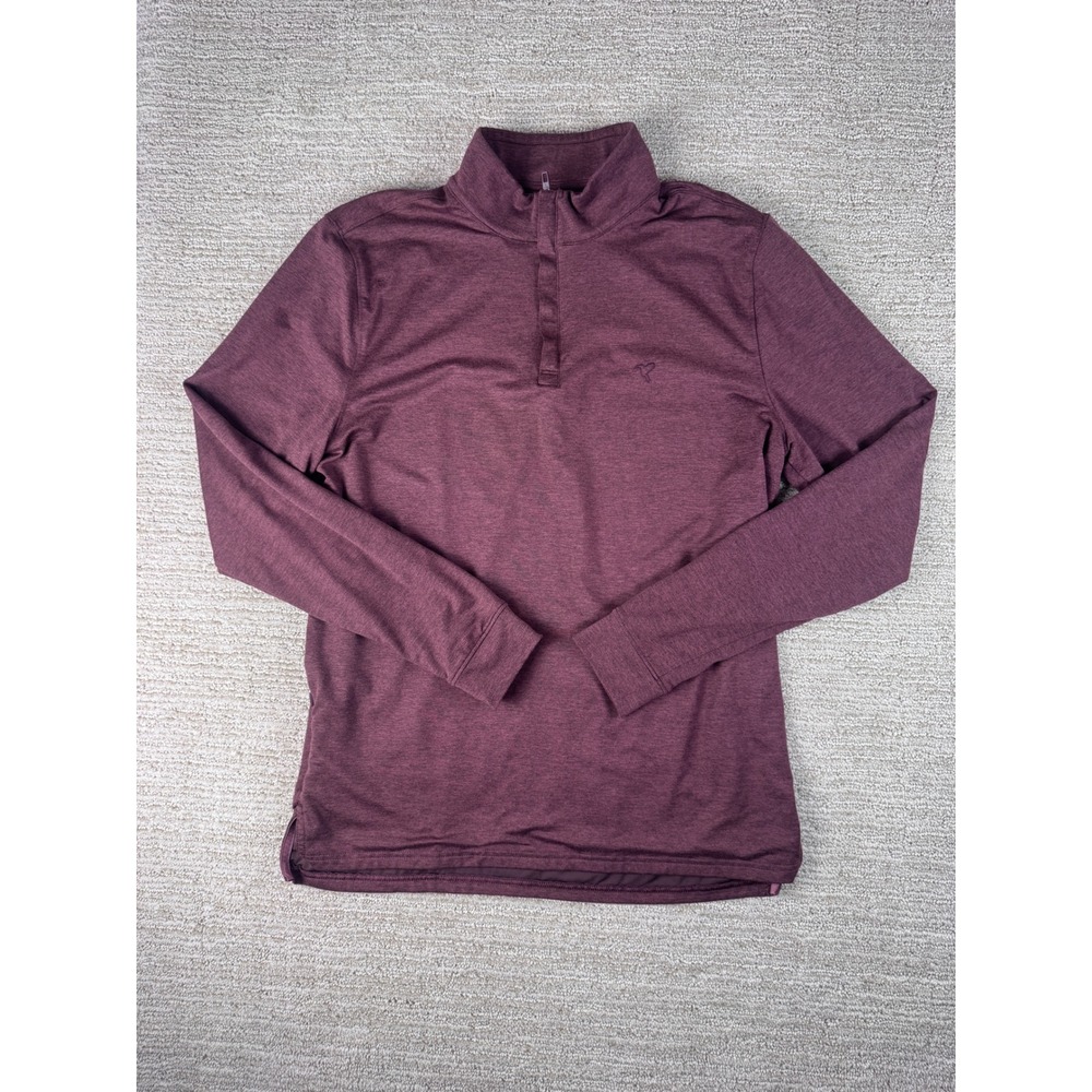 Birddogs Mens Quarter Zip Pullover Heathered Maroon Burgundy Performance Top M